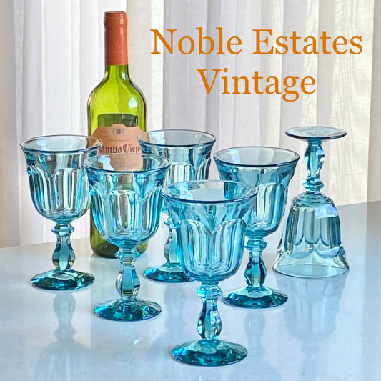 Vintage Imperial Old Williamsburg Light Blue / Aqua Glasses (circa 1966 - 1975) - Set of 6 (#OW1)