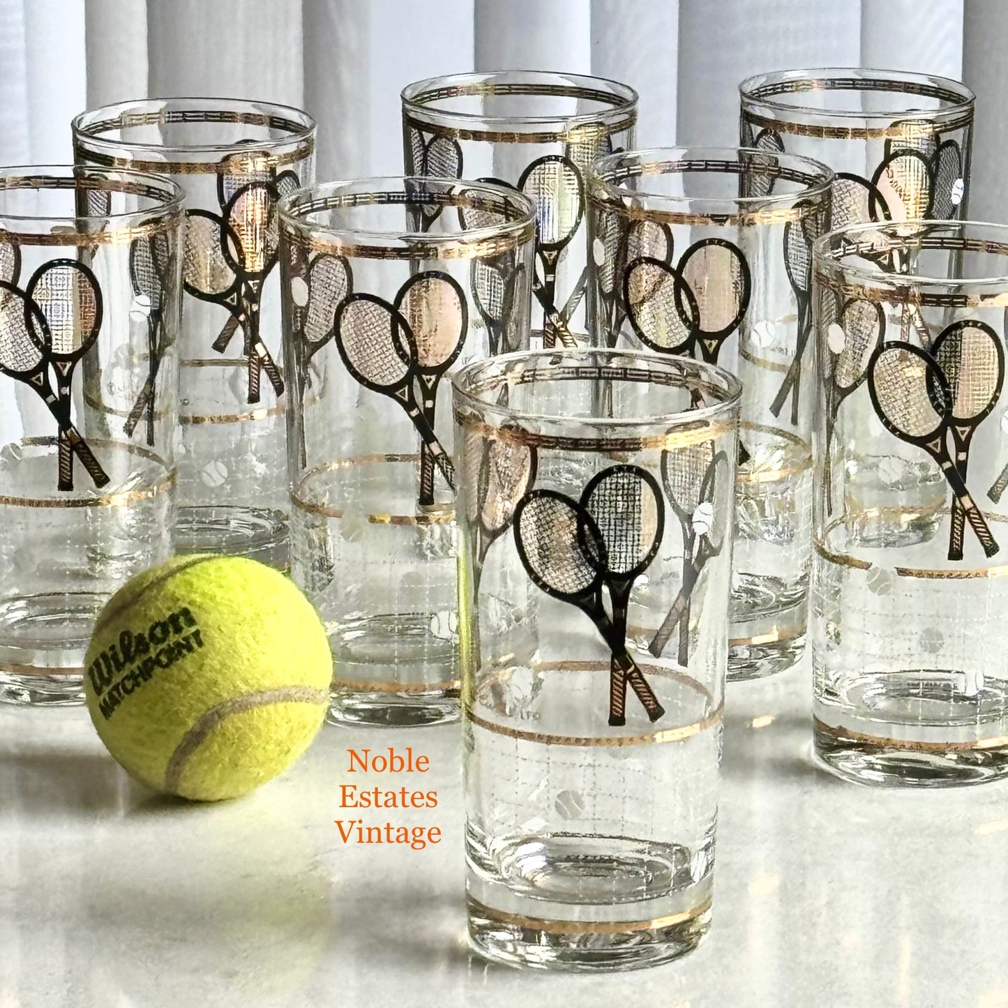 Vintage Culver Tennis Highball Glasses - Set of 8