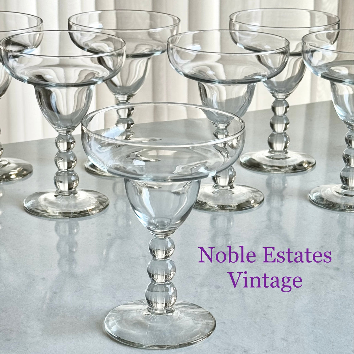 Vintage Libbey Metropolis Bubble Stem Margarita Glasses - Set of 8