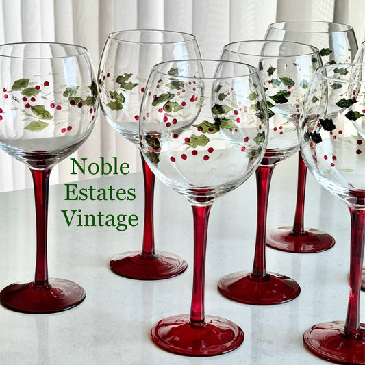 Vintage Pfaltzgraff Winterberry Glasses - Set of 8 Goblets