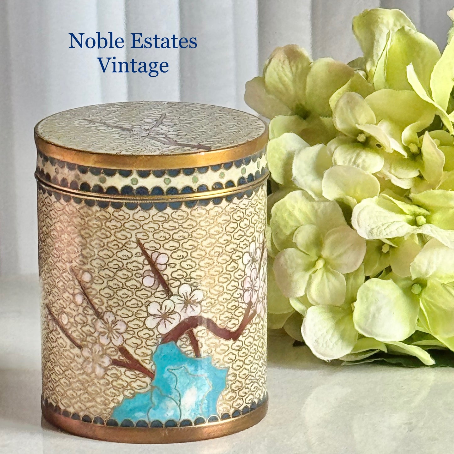 Vintage Chinese Cloisonne Tea Cannister with a Lid