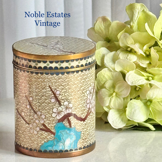 Vintage Chinese Cloisonne Tea Cannister with a Lid