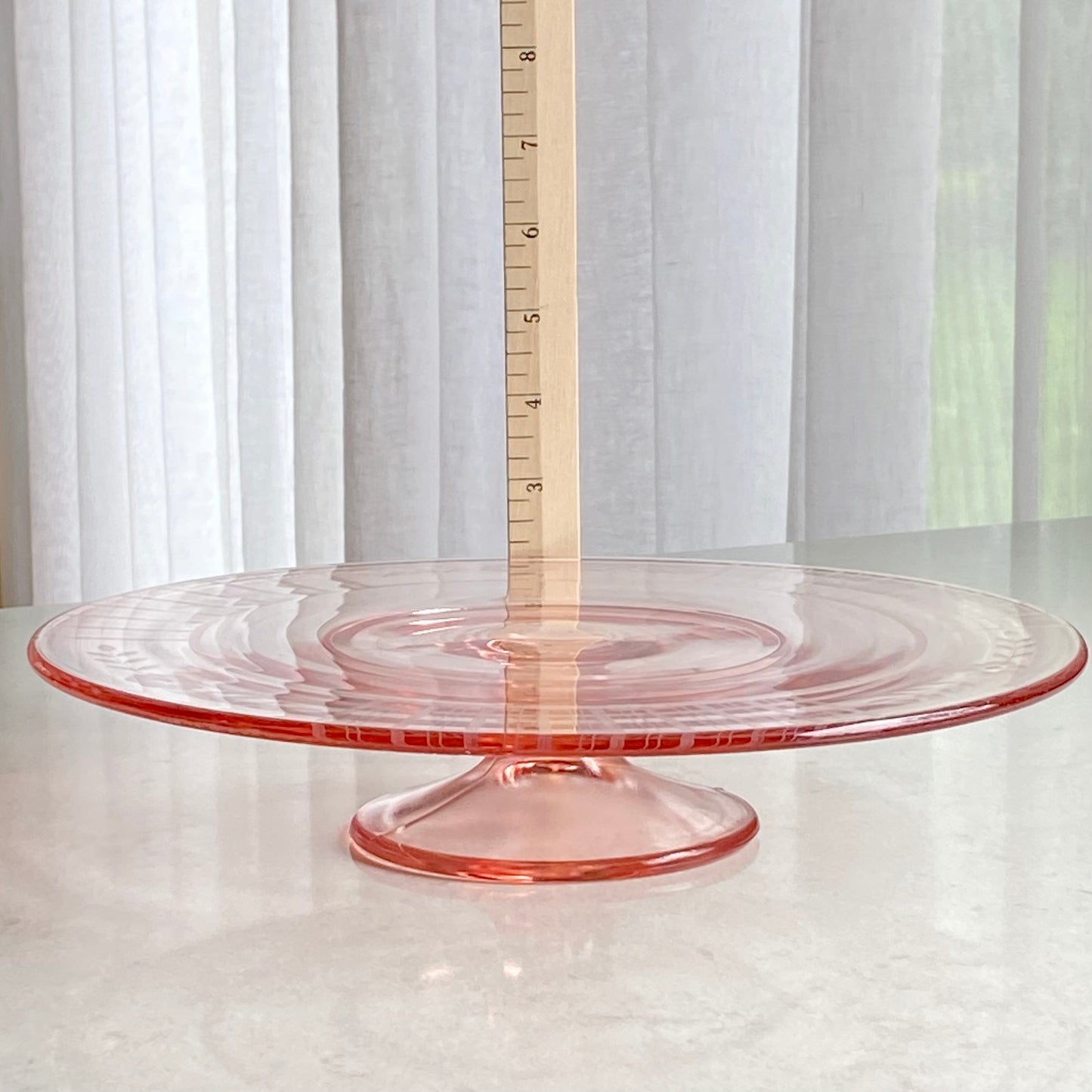 Vintage Pink Etched Cake Stand