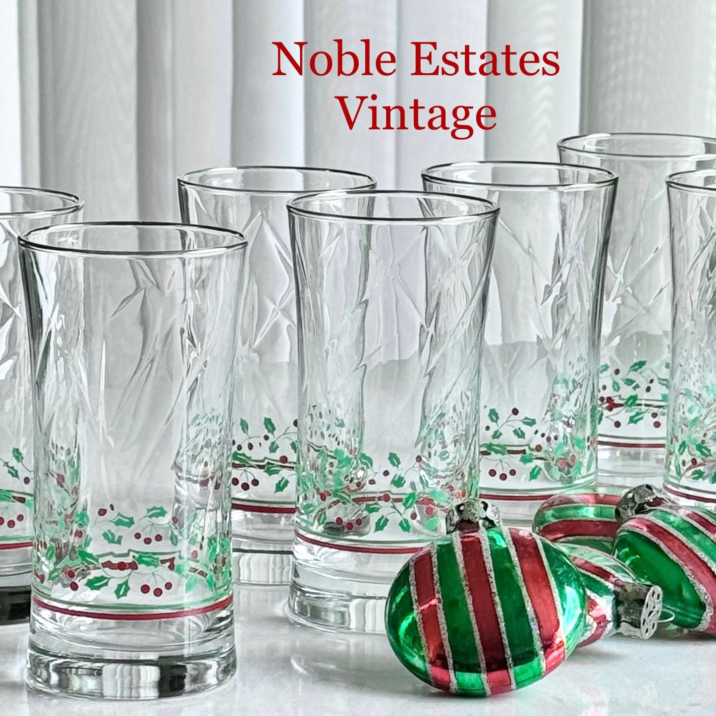 Vintage Arby’s Christmas Collection Glasses - Set of 7 Highball Tumblers