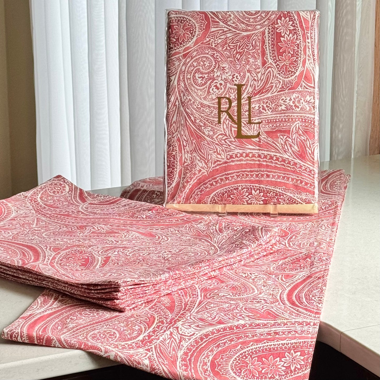 Ralph Lauren Veranda Paisley Red Table Runner