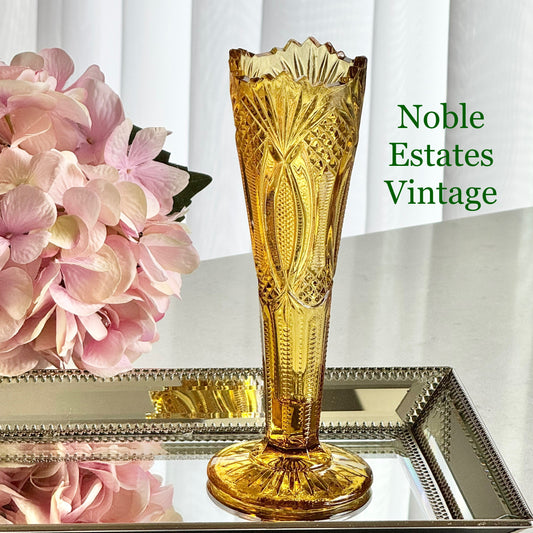 Vintage Indiana Glass  Amber Vase
