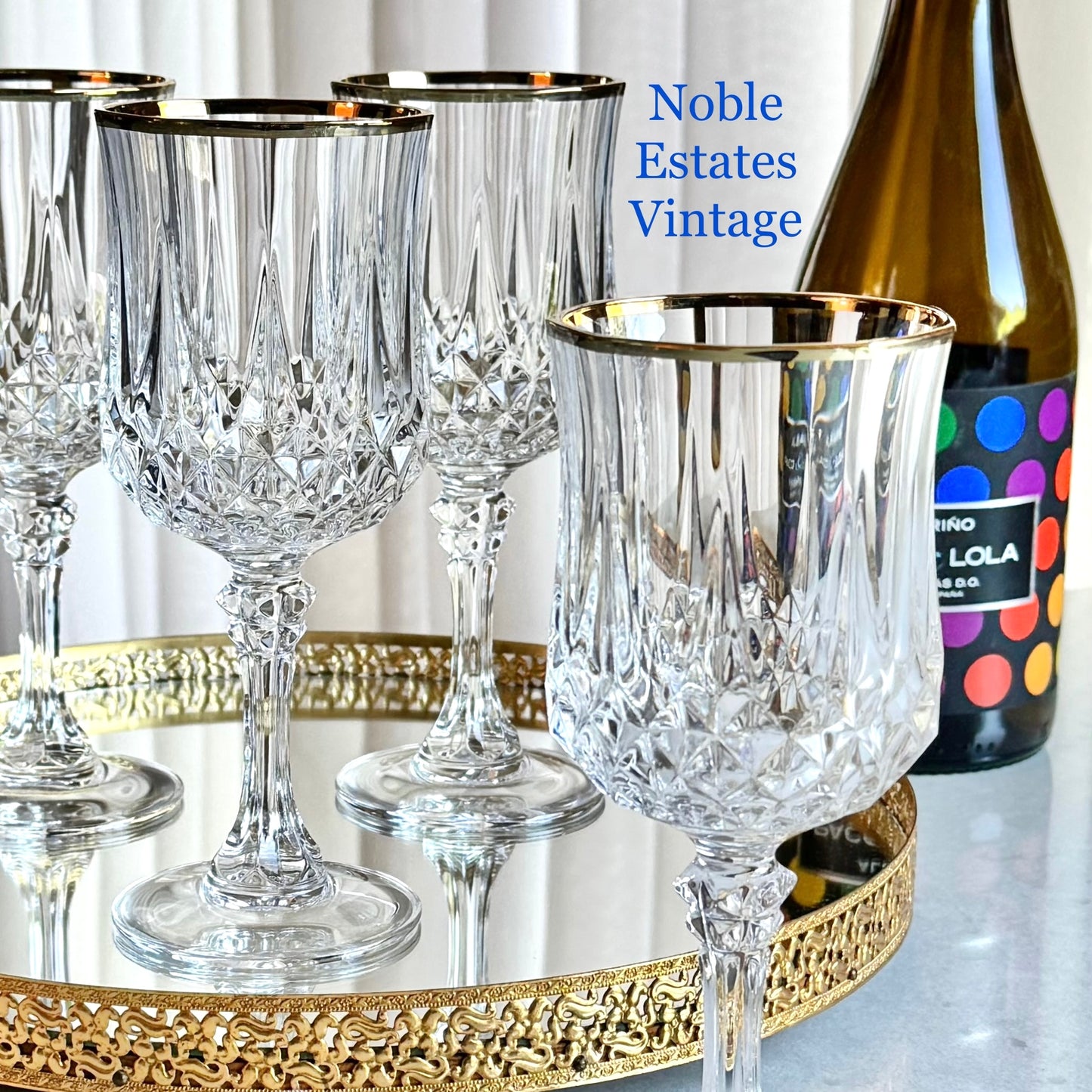 Vintage Cristal D’Arques-Durand Longchamp Glasses with Gold Rims - Set of 4