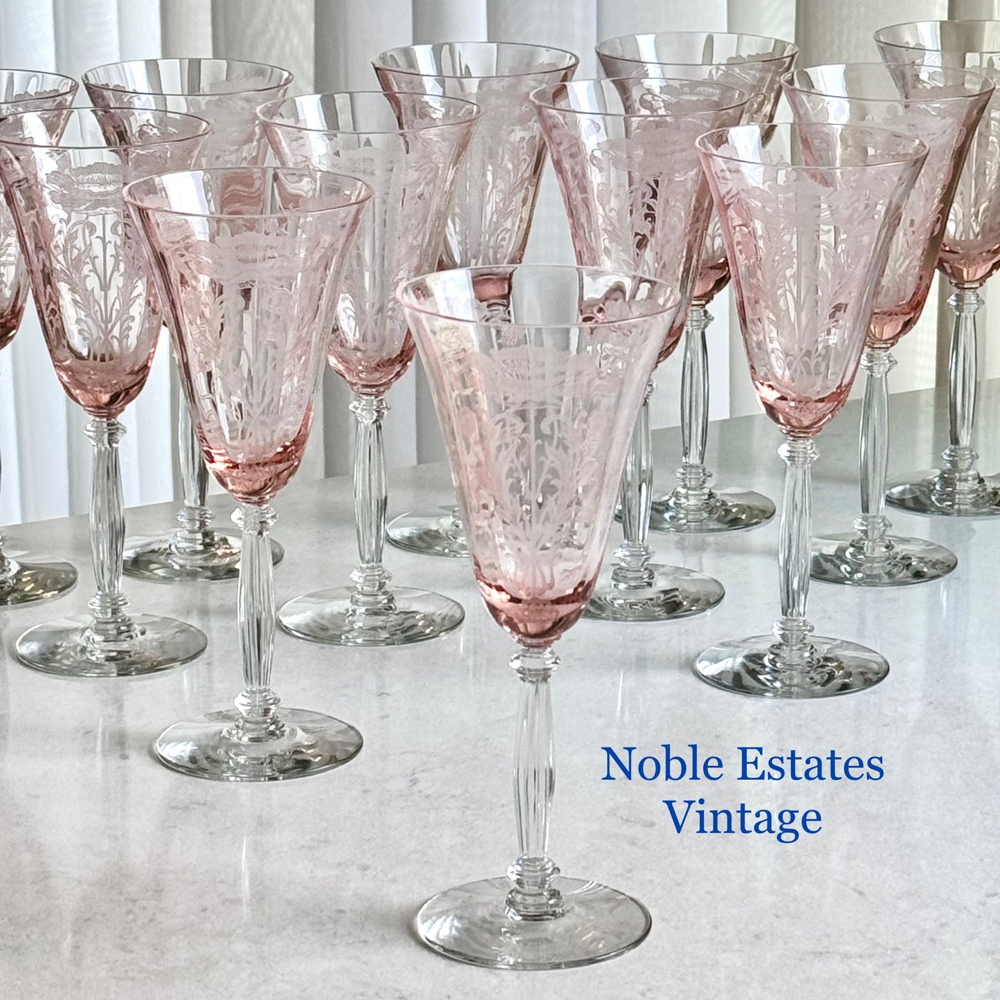 Tiffin-Franciscan Flanders Pink Goblets (circa 1927 - 1935) - Set of 12
