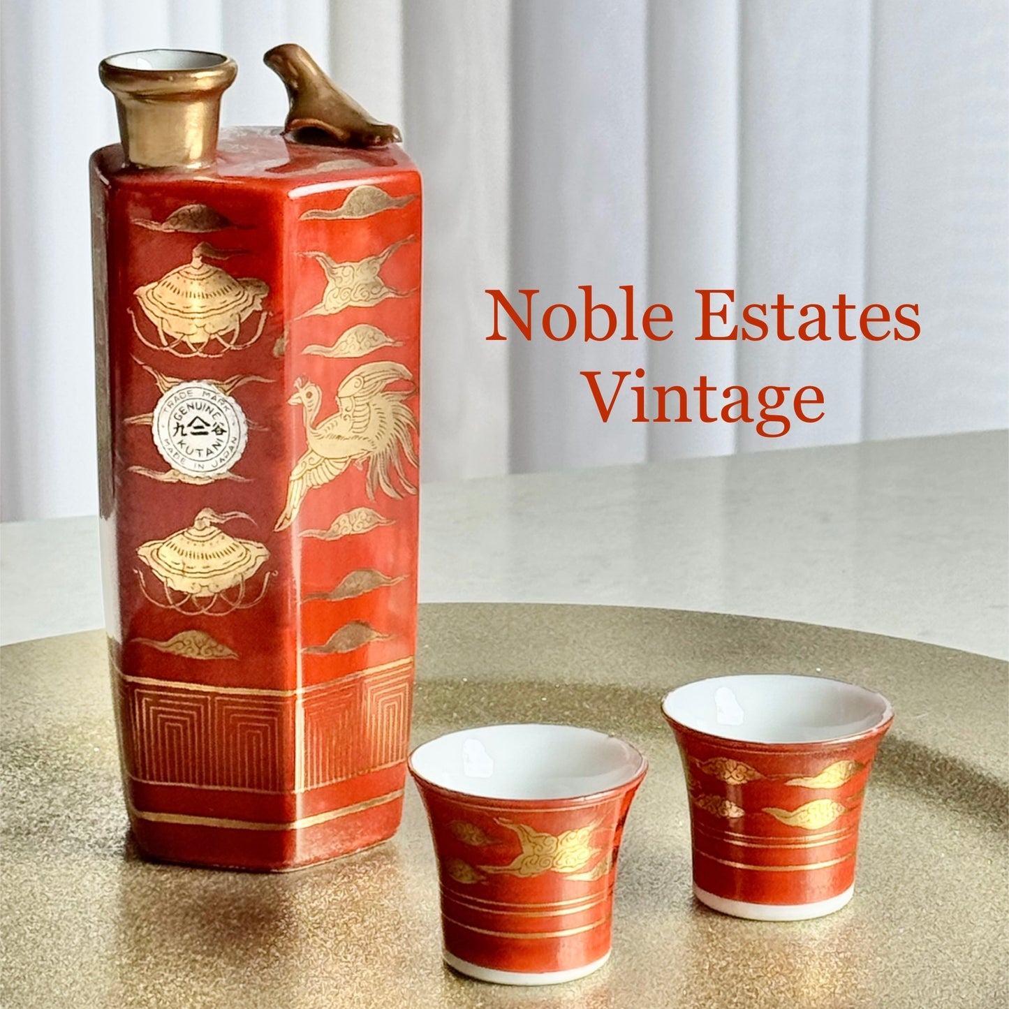 Vintage Japanese Tokkuri Uguiso Dokkuri (Whistling Bird) Sake Set