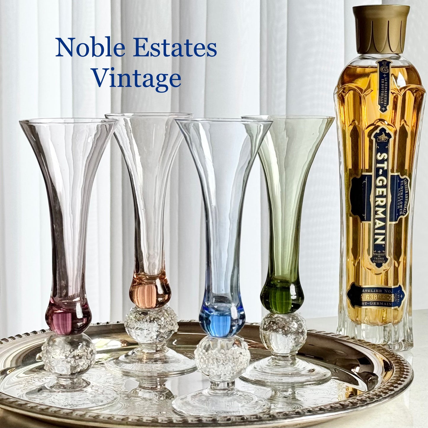 Vintage Bombay Le Vigneron Fluted Glasses - Set of 4