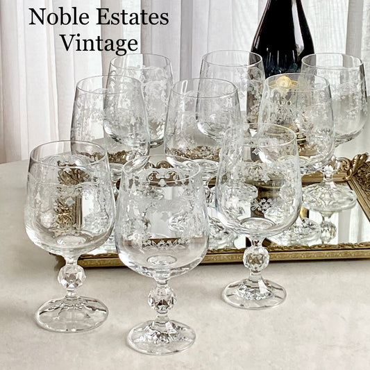 Vintage Import Assoc Cascade Glasses - Set of 9 Goblets