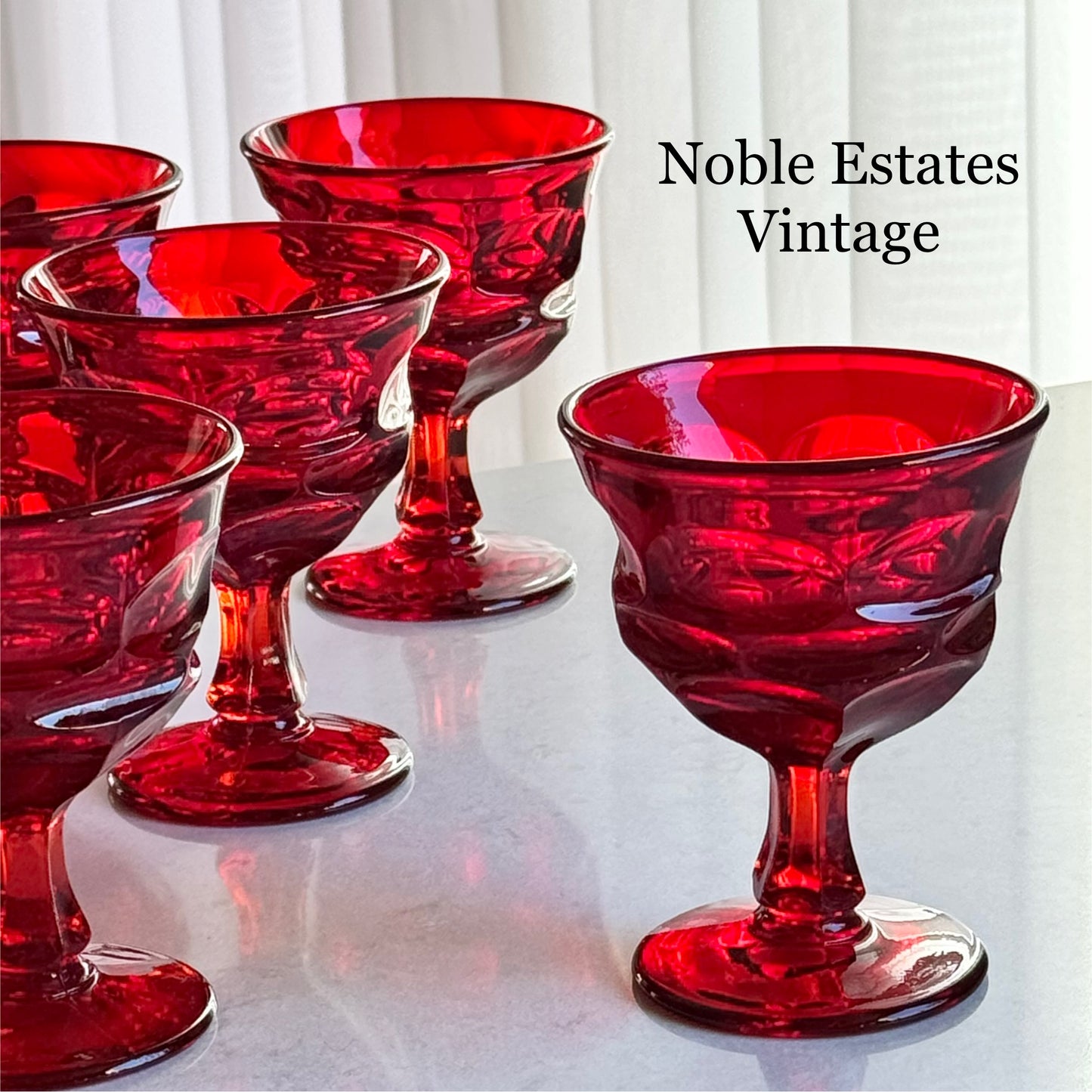 Vintage Fostoria Argus Ruby Red Glasses (circa 1964 - 1982) - Set of 8 Coupes