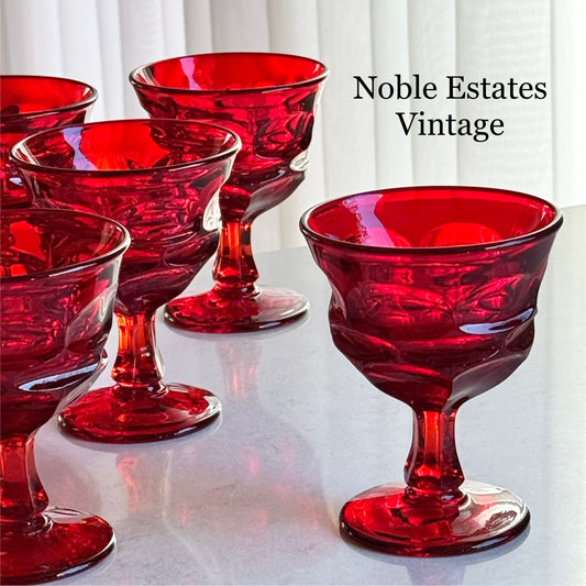 Vintage Fostoria Argus Ruby Red Glasses (circa 1964 - 1982) - Set of 8 Coupes