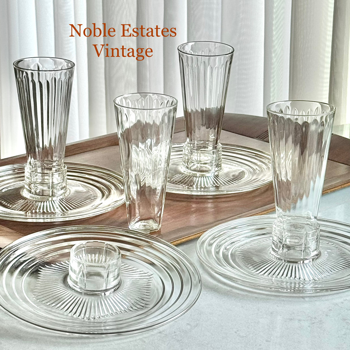 Vintage Louis A. Leppke Safe Save Plates with Tumblers (circa 1930s) - 4 sets, 8 pieces total