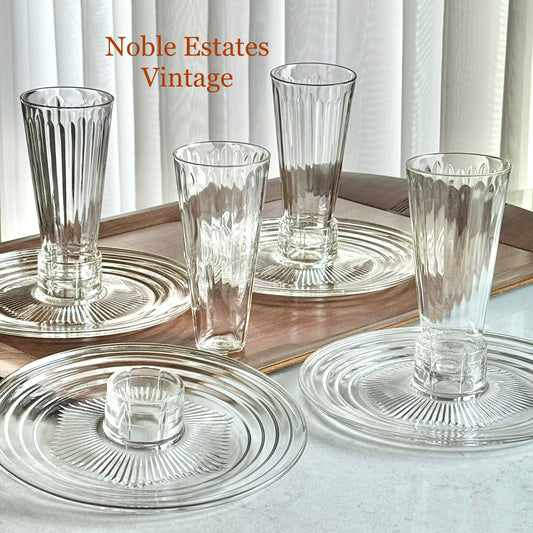 Vintage Louis A. Leppke Safe Save Plates with Tumblers (circa 1930s) - 4 sets, 8 pieces total