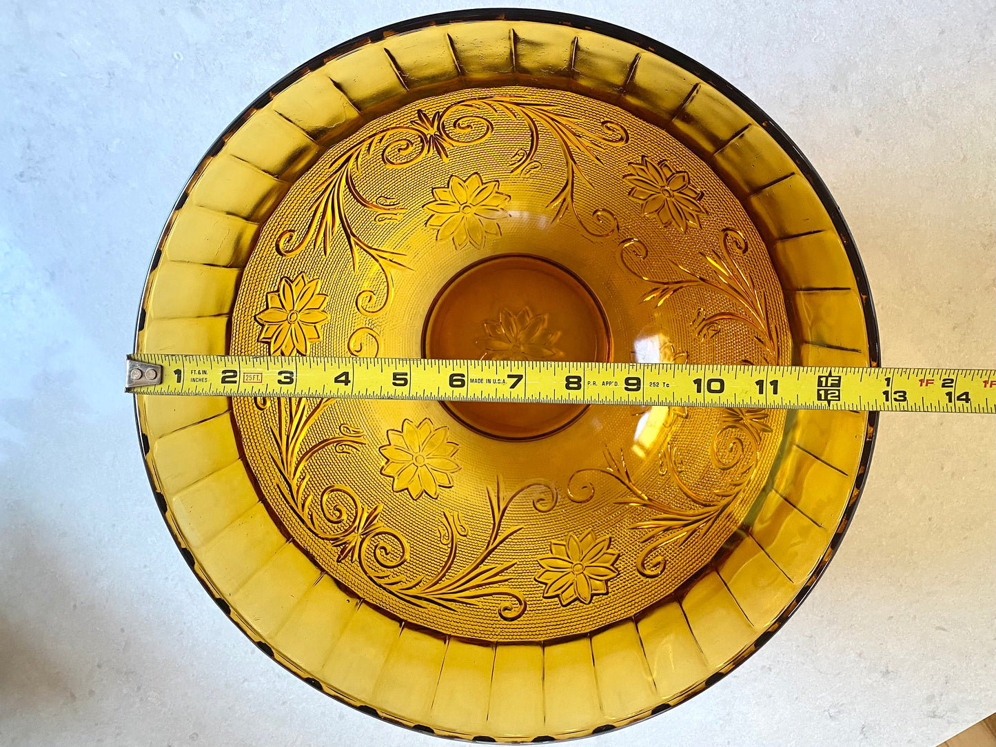 Vintage Indiana Glass Tiara Sandwich Chantilly Amber Punch Bowl and 12 Cups