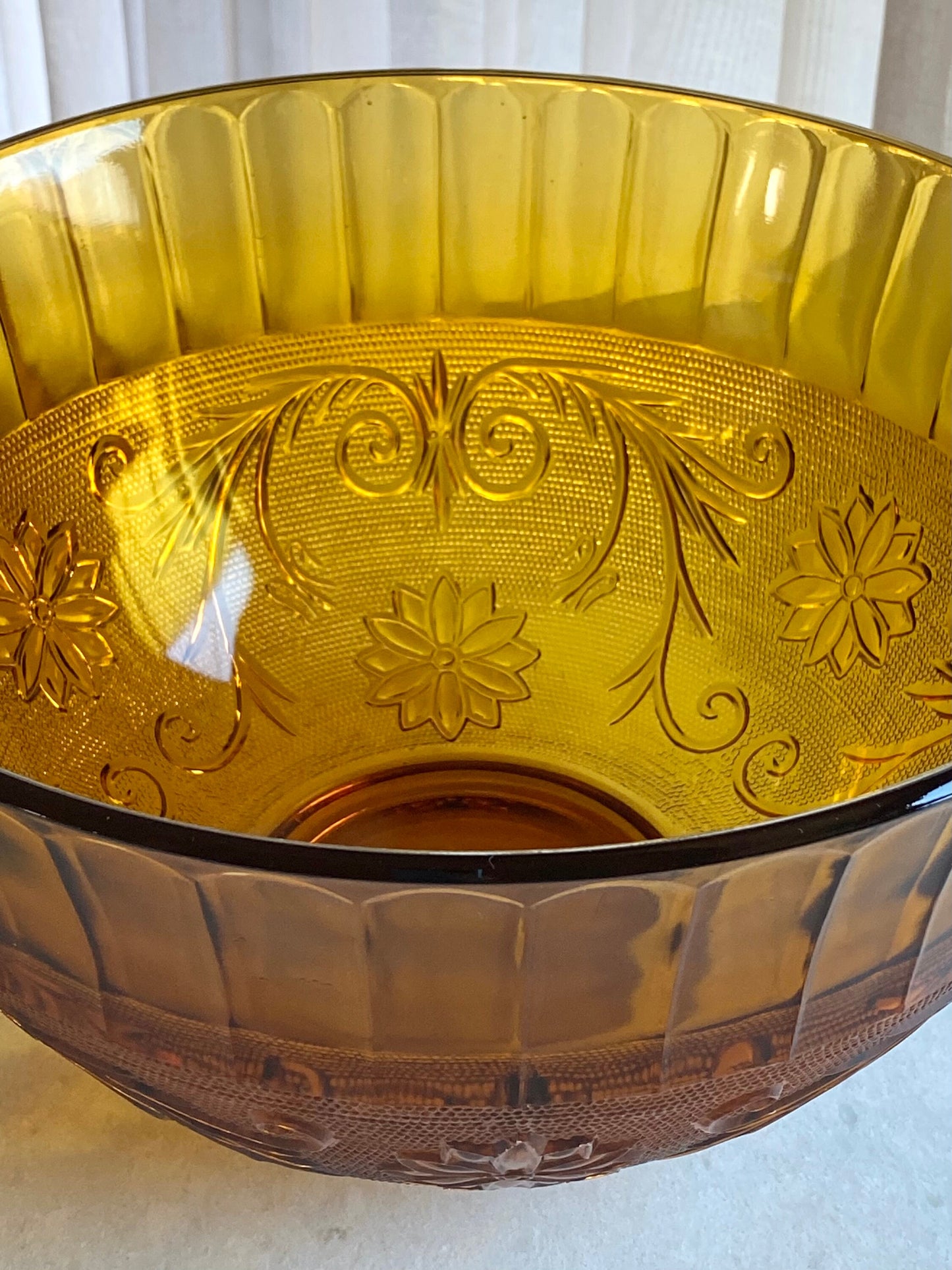 Vintage Indiana Glass Tiara Sandwich Chantilly Amber Punch Bowl and 12 Cups