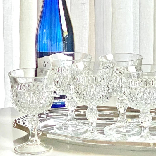 Vintage Indiana Tiara Diamond Point Glasses (circa 1965 - 1990) - Set of 6