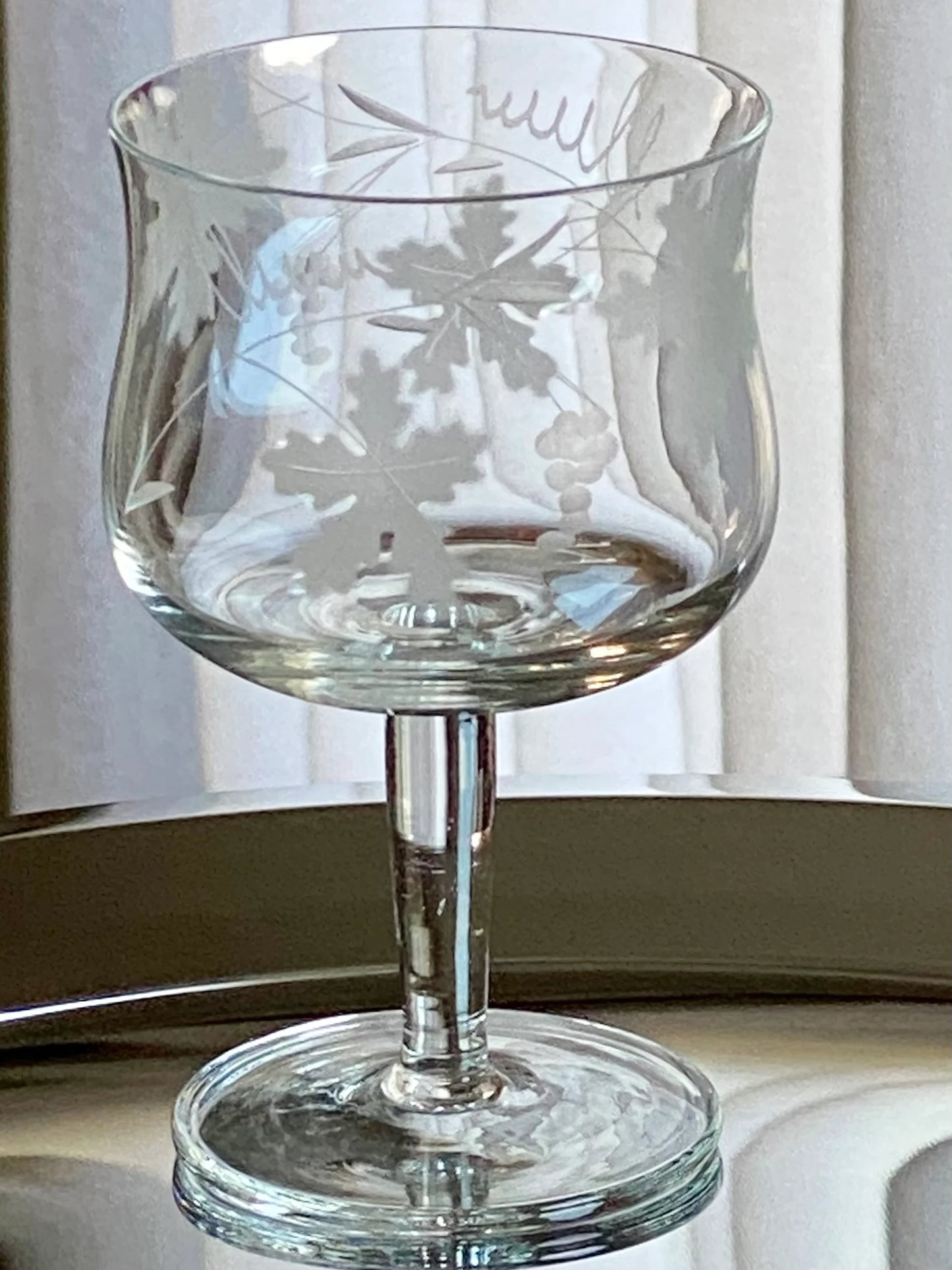 Vintage Grape Etched Cocktail Glasses - Set of 5