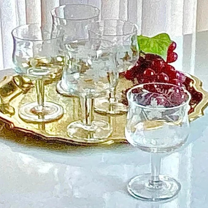 Vintage Grape Etched Cocktail Glasses - Set of 5