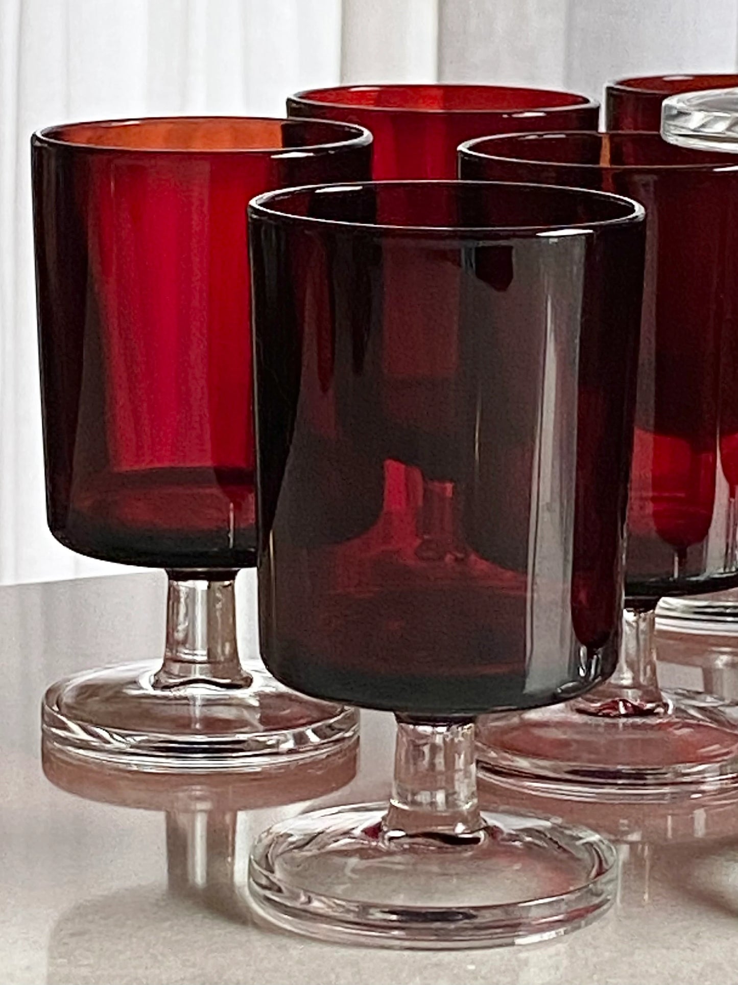 Vintage Cristal d'Arques-Durand Cavalier Ruby Red Glasses - Set of 12