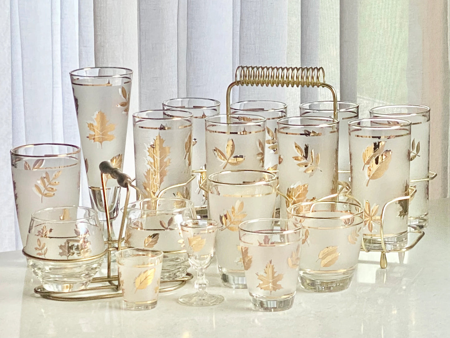 Vintage Libbey Golden Foliage Shot / Tasting Glasses (circa 1953 - 1978) - Set of 8
