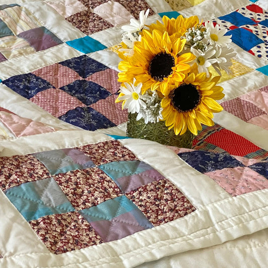 Vintage Nine Patch Quilt - Approx. 87 in. X 99 in.