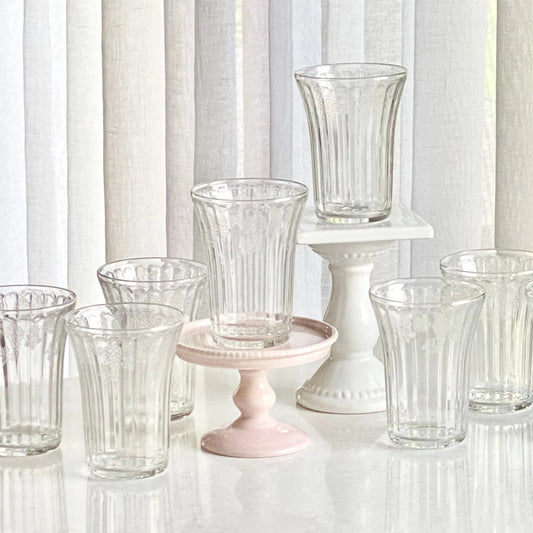 Vintage Optic Panel Grape and Vine Tumblers - Set of 8