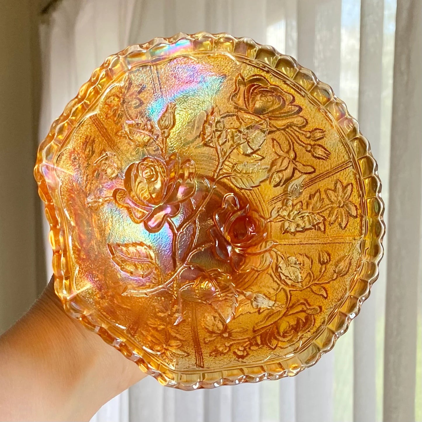 Vintage Imperial Open Rose Marigold Carnival Rose Bowl (circa 1910 - 1920)