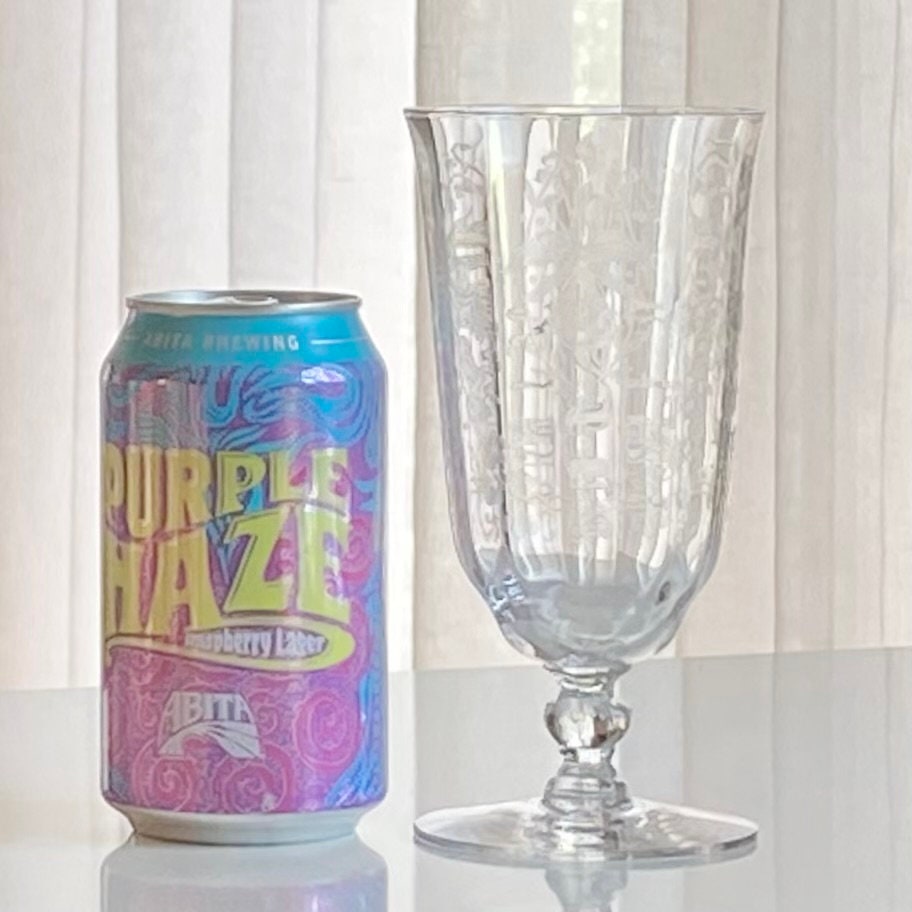 Vintage Heisey Orchid Etched Optic Ribbed Glasses - Set of 3