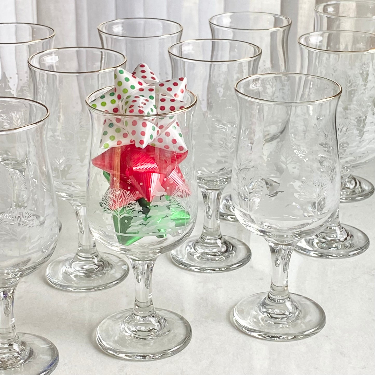 Vintage Lynn's Christmas Pines Glasses Made for Arby's - Set of 10 (#10B)