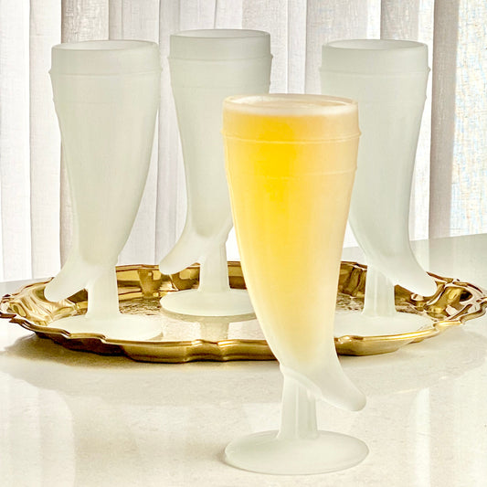 Vintage Tiara Powder Horn Satin Frosted Glasses - Set of 4