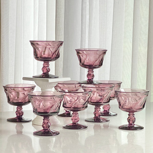 Vintage Fostoria Jamestown Purple Glasses (circa 1960 - 1970) - Set of 9