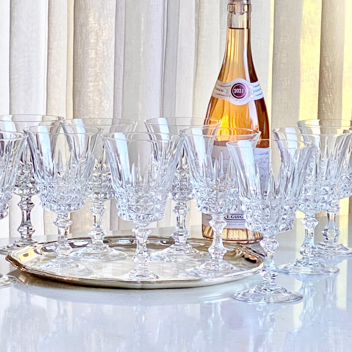 Vintage Cristal D'Arques-Durand Tuilleries Villandry Glasses (circa 1976 - 1997)  - Set of 10