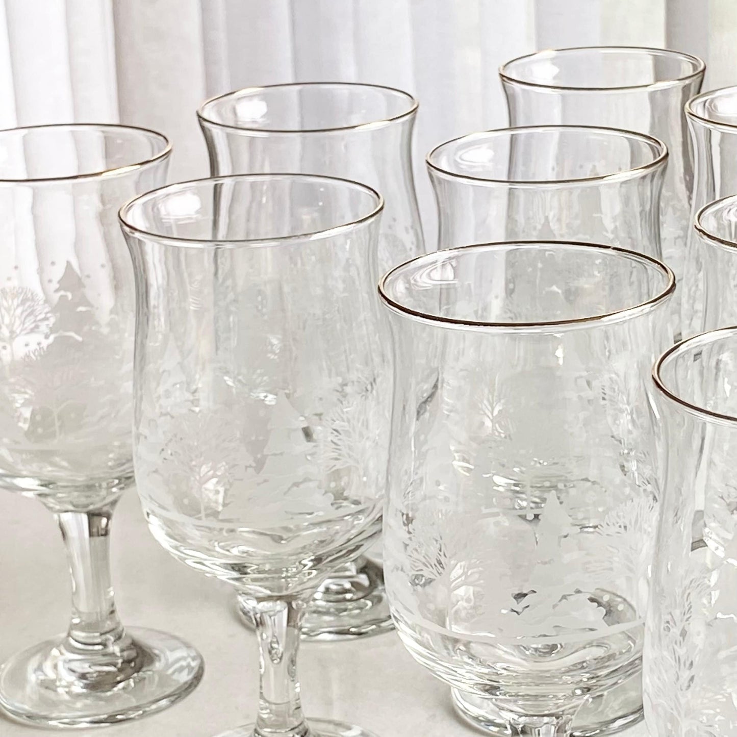 Vintage Lynn's Christmas Pines Glasses Made for Arby's - Set of 10 (#10B)