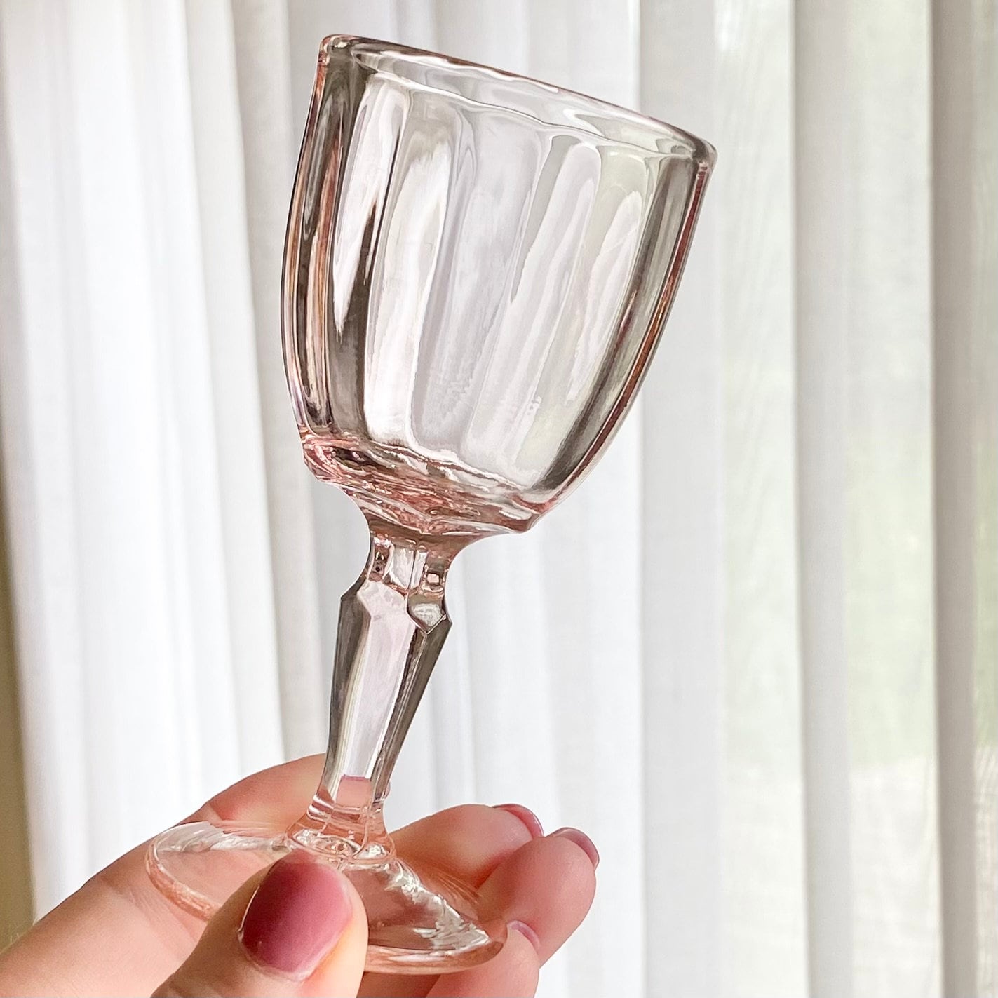 Vintage Pink Optic Panel Cordial / Tasting Glasses - Set of 6