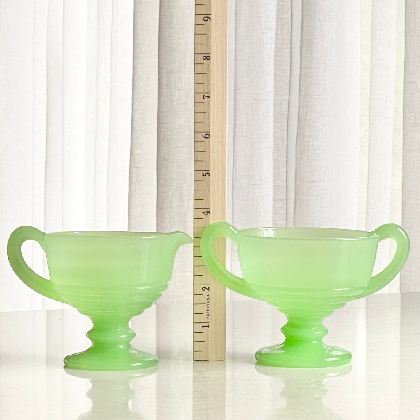 Vintage Fenton Jade Green Sugar and Creamer Set (circa 1921 - 1936)