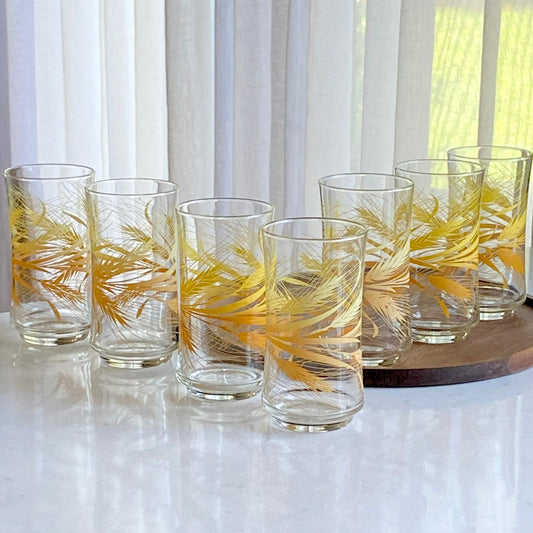 Vintage Libbey Golden Wheat Glasses - Set of 7