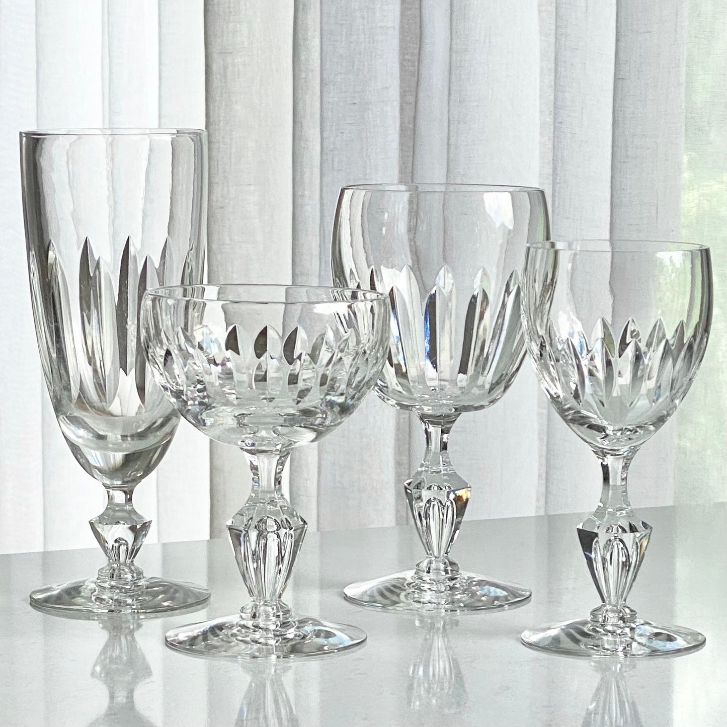 Vintage Hawkes Vertical Cut Glasses - Set of 8 Goblets