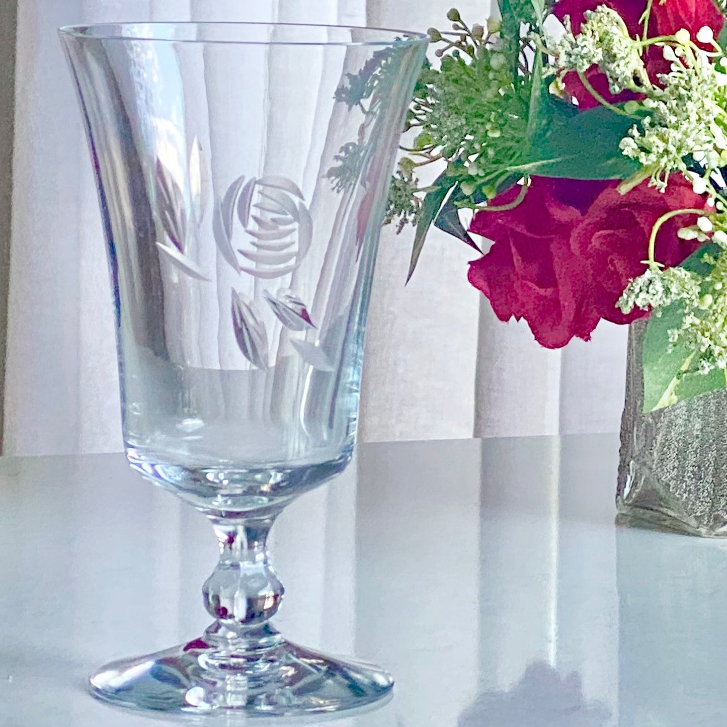 Vintage Fostoria Rose Etched Glasses (circa 1951 - 1973)  - Set of 6