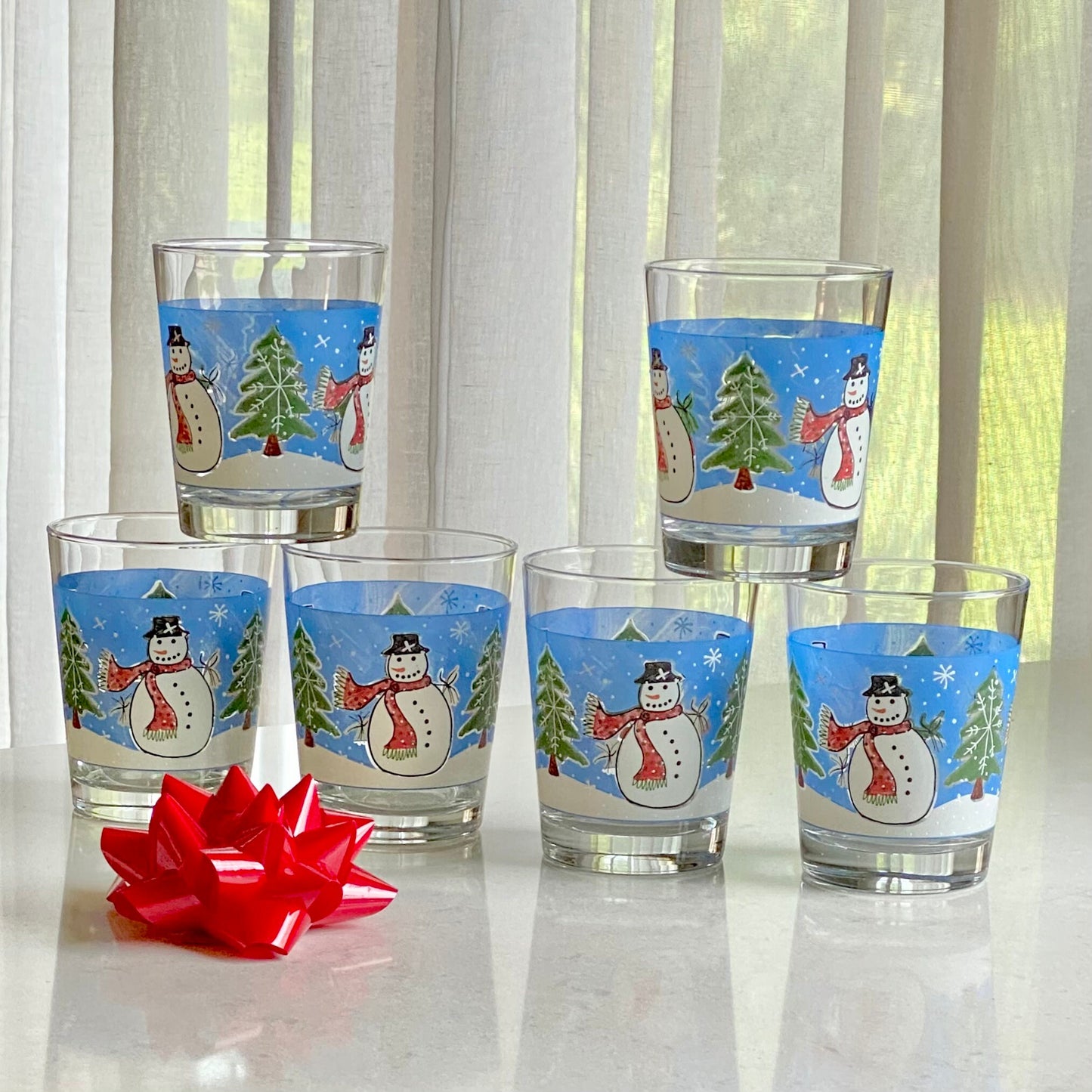 Vintage Libbey Snowman Glasses - Set of 6