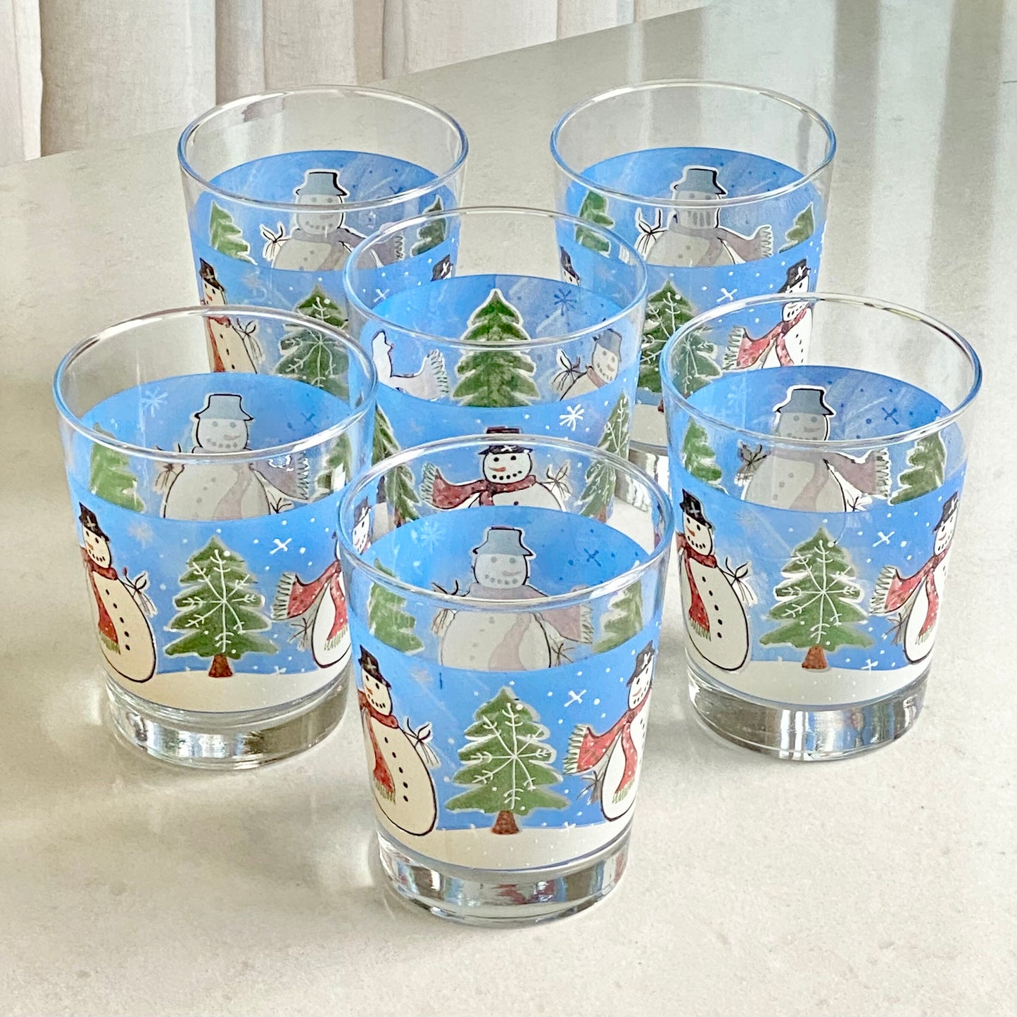 Vintage Libbey Snowman Glasses - Set of 6