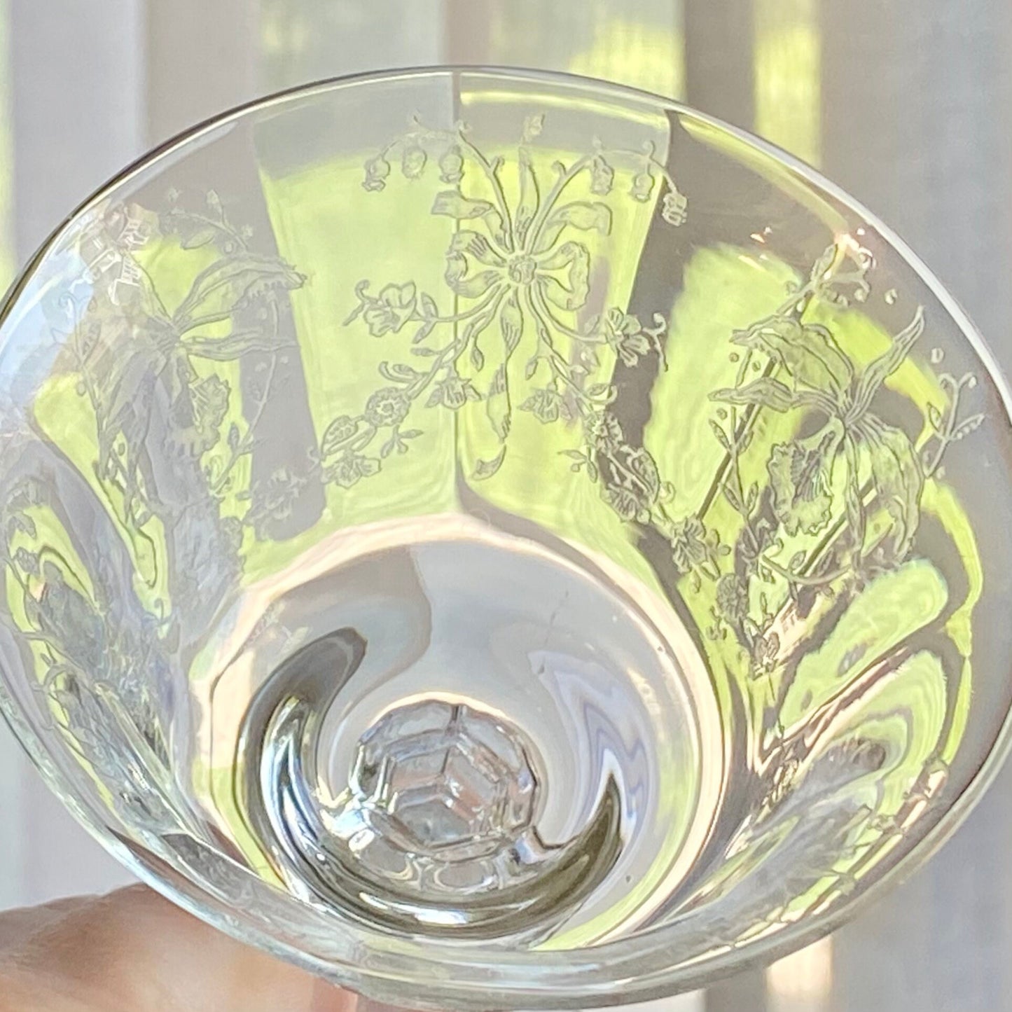 Vintage Heisey Orchid Etched Optic Ribbed Glasses (circa 1940 - 1957) - Set of 5