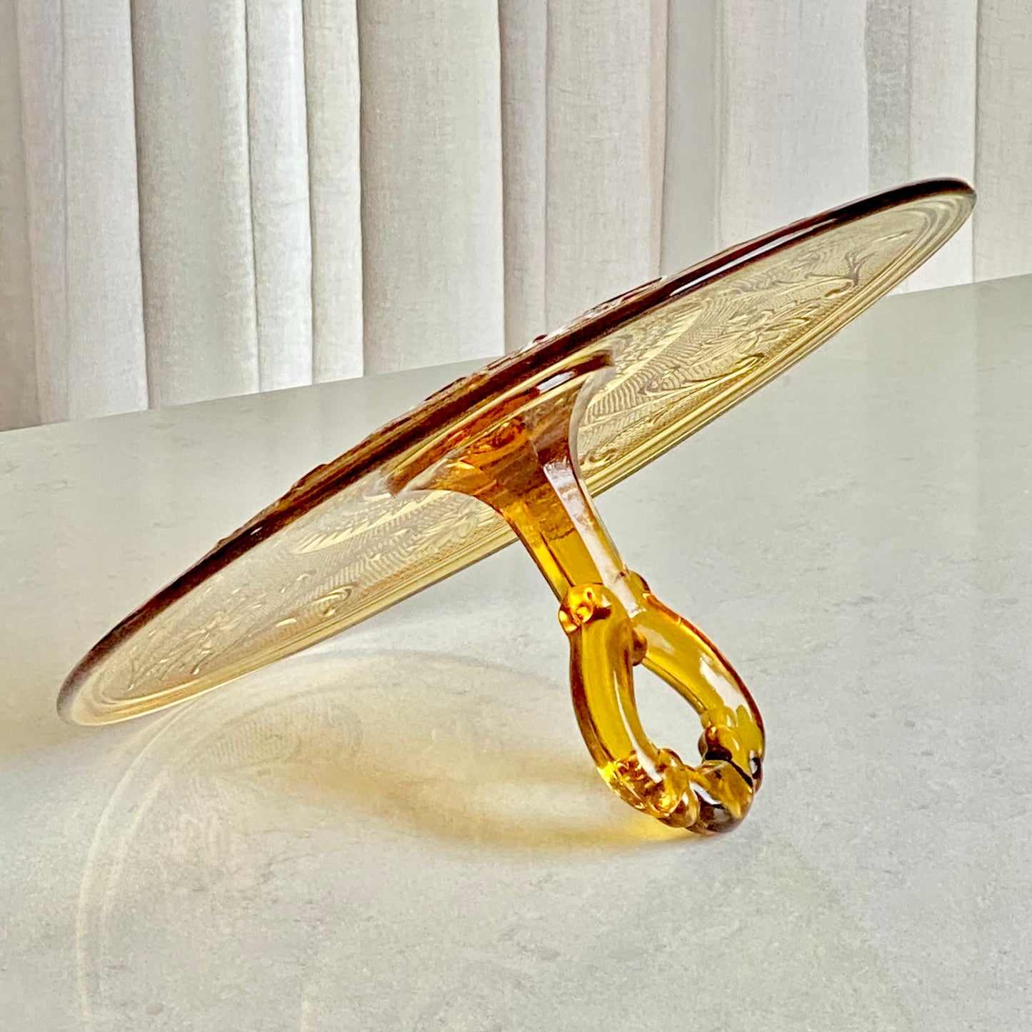 Vintage Tiara Amber Chantilly Sandwich Glass Tidbit Tray (circa 1971 - 1989)