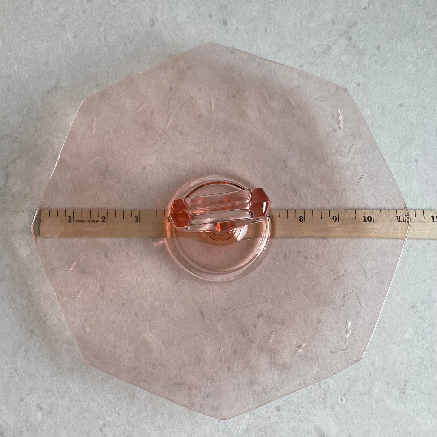 Vintage Pink Etched Glass Tidbit Tray