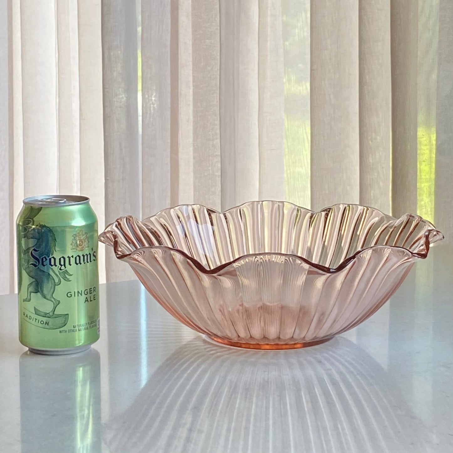 Vintage Pink Ruffled 11-1/2 Inch Bowl