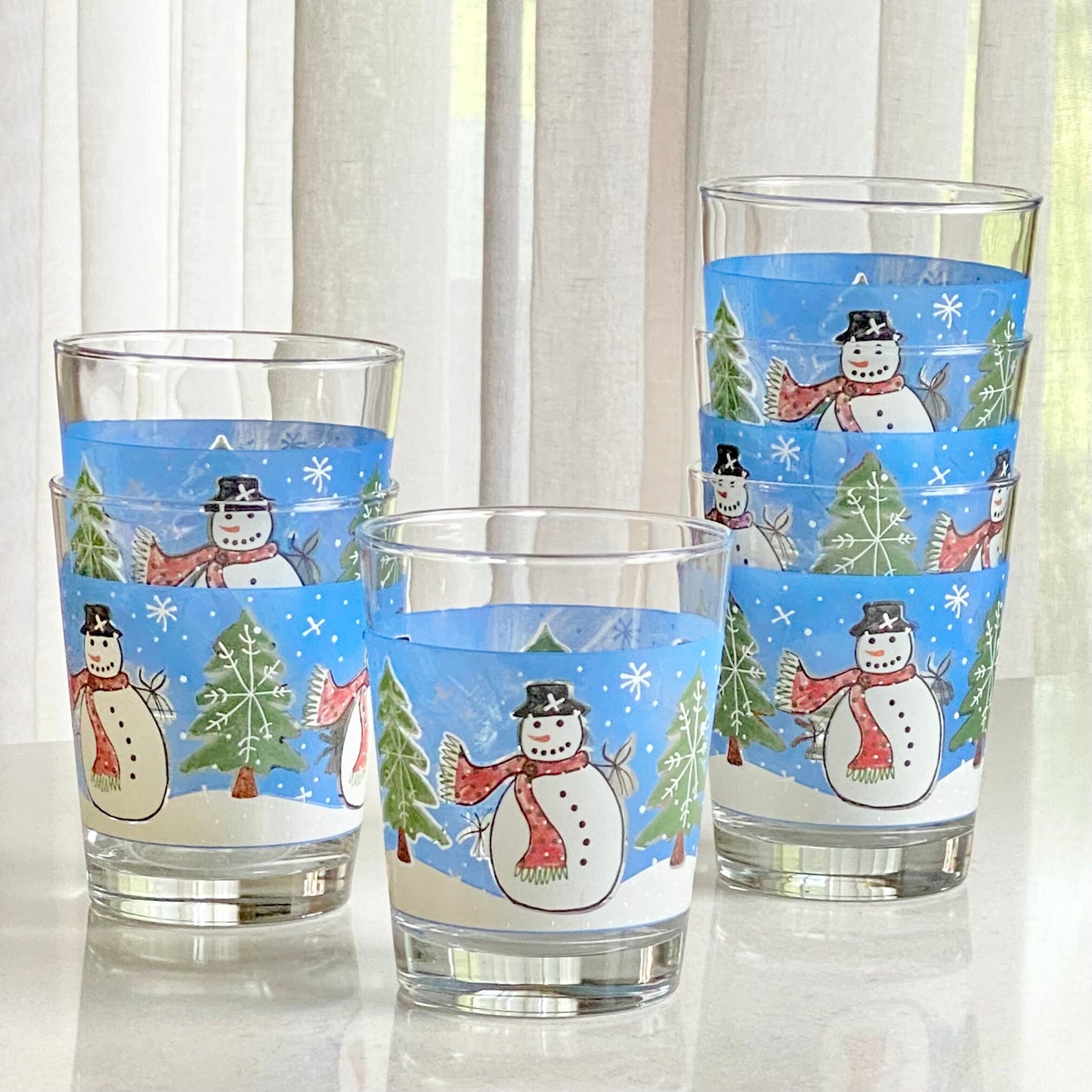 Vintage Libbey Snowman Glasses - Set of 6