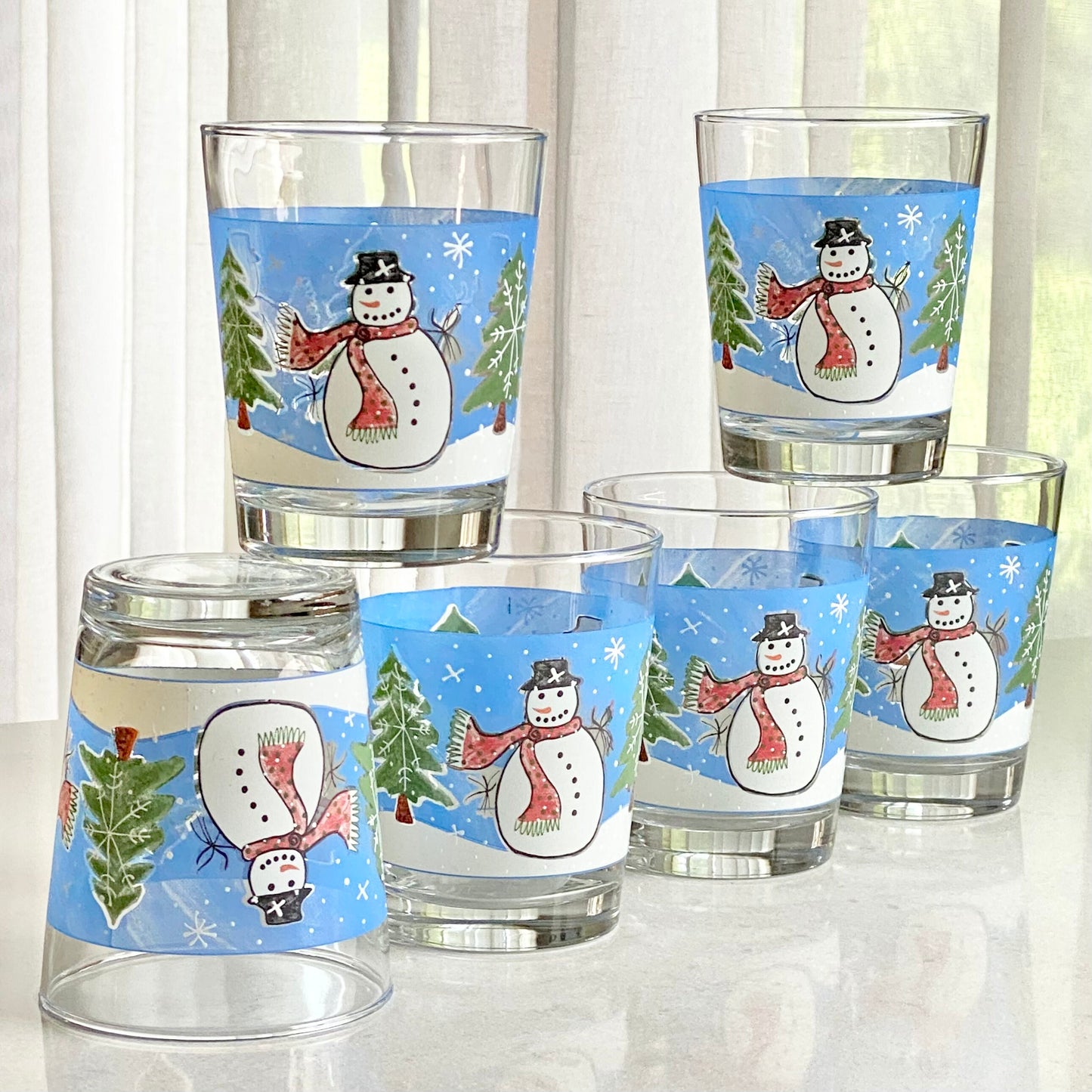 Vintage Libbey Snowman Glasses - Set of 6