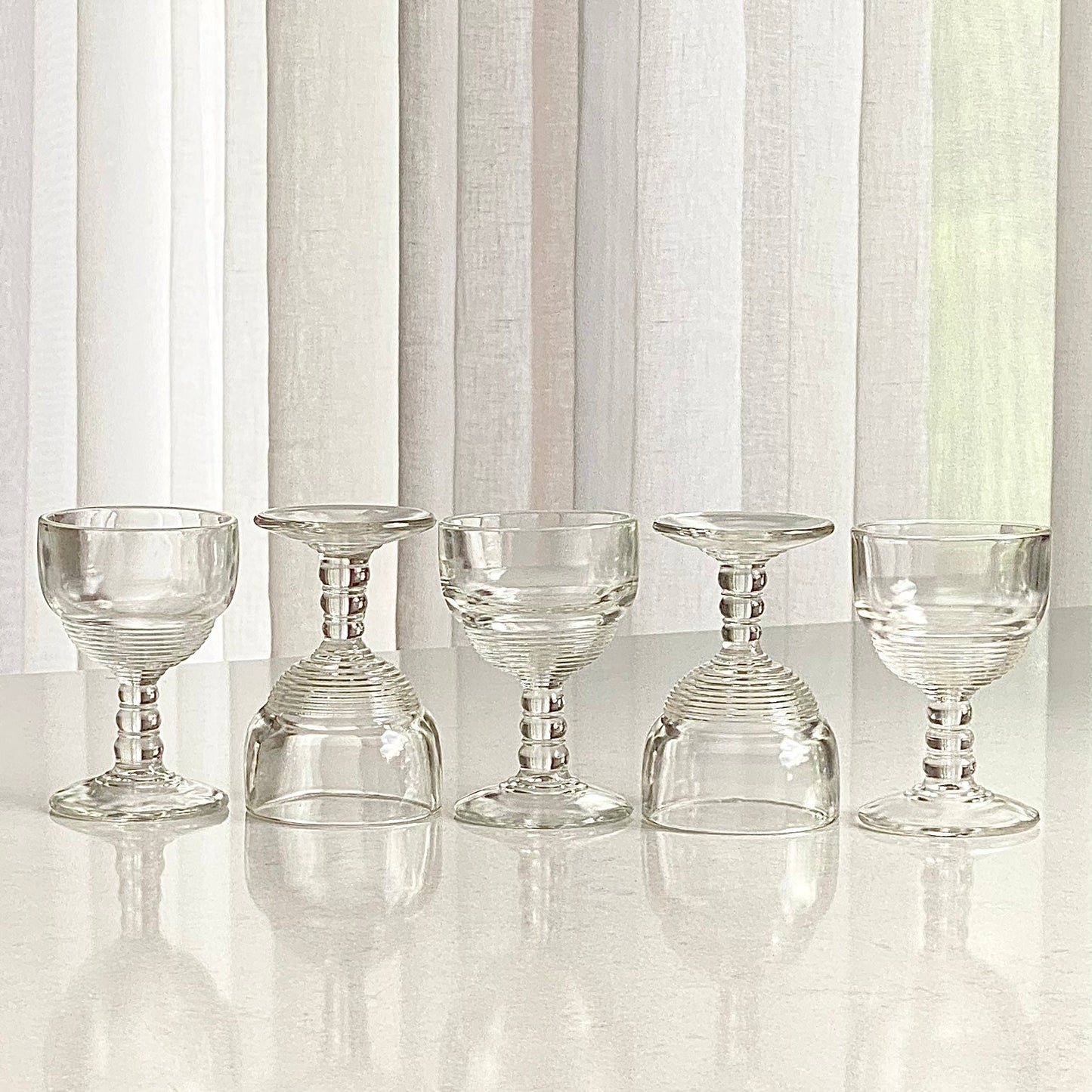 Vintage Indiana Glass Old English Cordial / Liquor Glasses (circa 1920s) - Set of 5