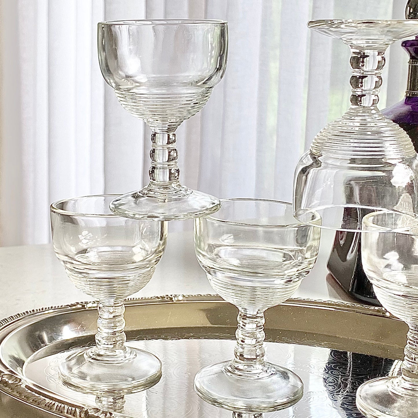 Vintage Indiana Glass Old English Cordial / Liquor Glasses (circa 1920s) - Set of 5